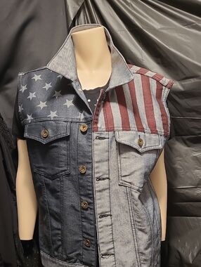 American Flag Denim Vest - Stars & Stripes AGILE DENIM NEXT TO BRAND NEW